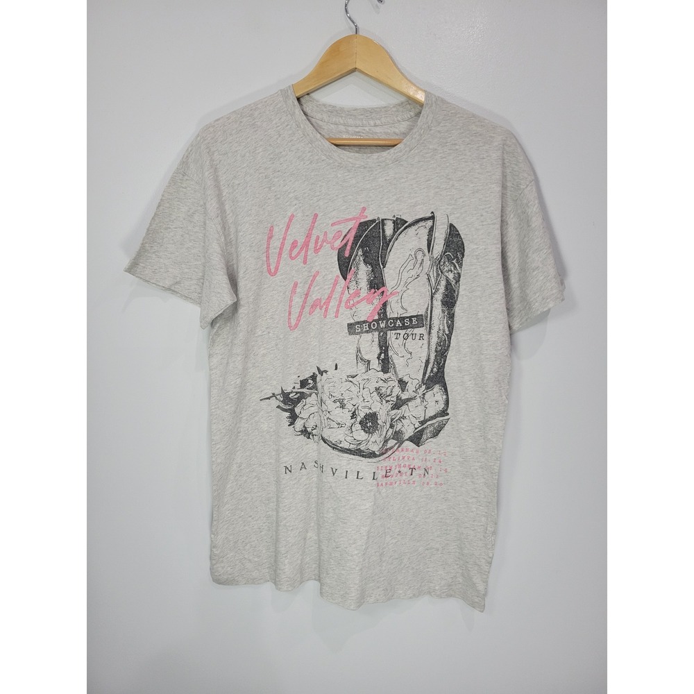 Hollister Mens Nashville Velvet Valley Tour Graphic T-Shirt Gray Medium